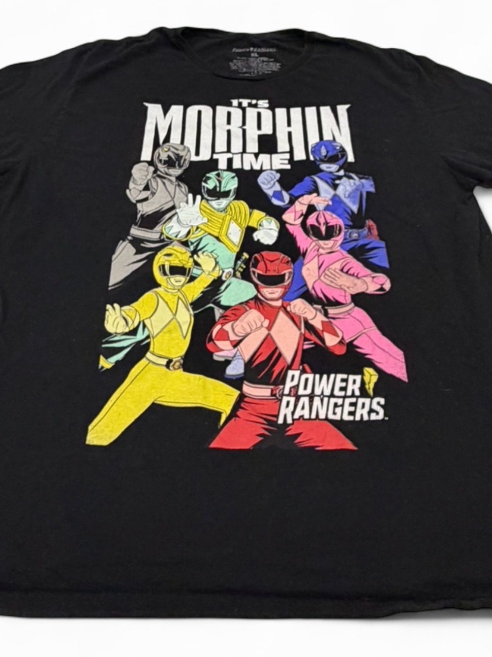 Power Ranger Black Crewneck Tee with White Interior Print